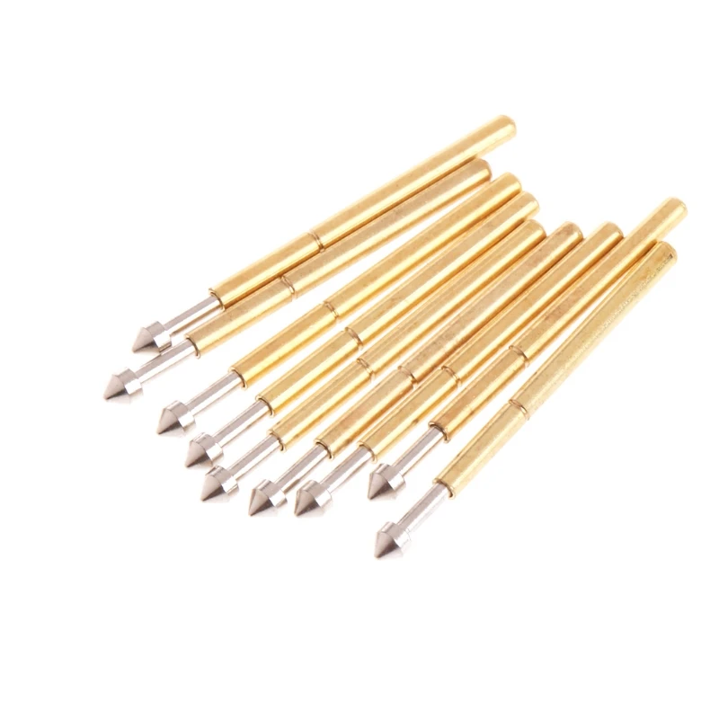 
100pcs Gold Plated Spring Test Probe Pogo Pin 1.3mm Conical Head 1.0mm Thimble For Power Tool P75-E2 