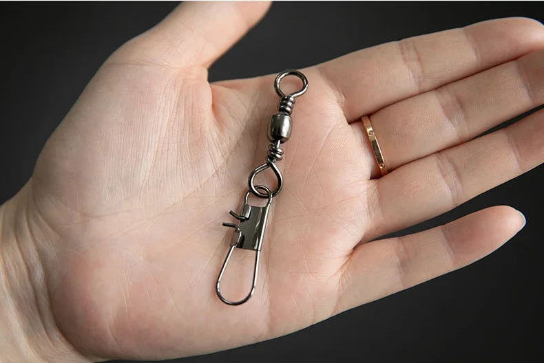 SEASKY Barrel Fishing Swivel With Safety Snap Fishing Lure Line Connector Snap Swivels Solid Ring Fishing Tackle Accessories