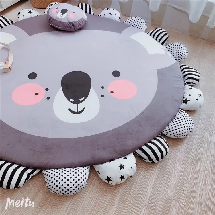 Super Soft Cotton Washable Area Kids Crawling Rugs Round Baby Toys Play Mat