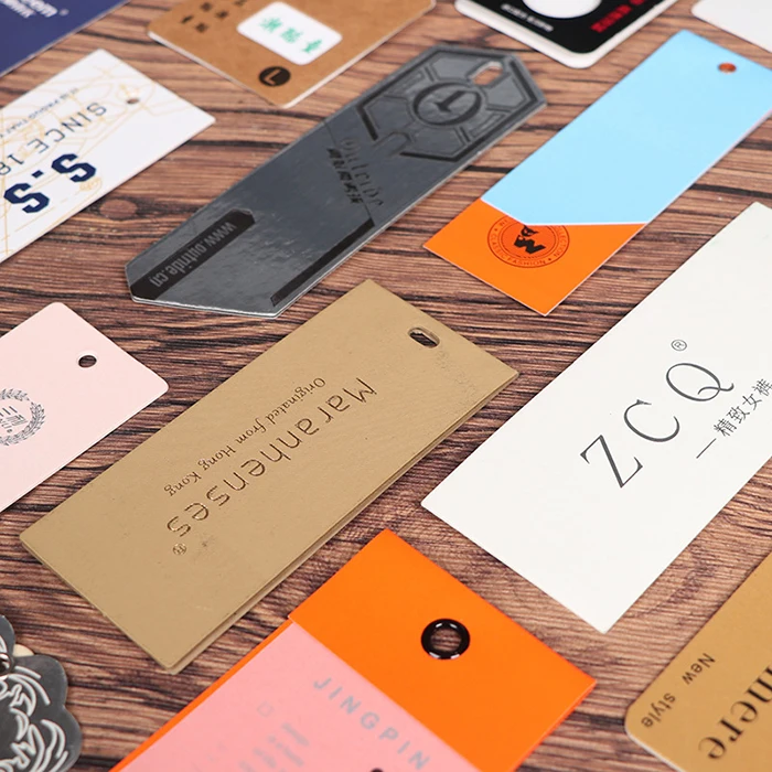 Printing Design Jeans Labels for Apparel Coated Paper Kraft Labels Hang Tag with Barcode QR Code for pants, Tshirt, garment