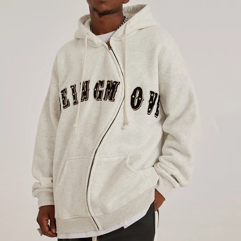 high quality zip heavyweight embroidery pullover zip up boxy manufacturer custom zip up hoodie men print logo sweatshirt