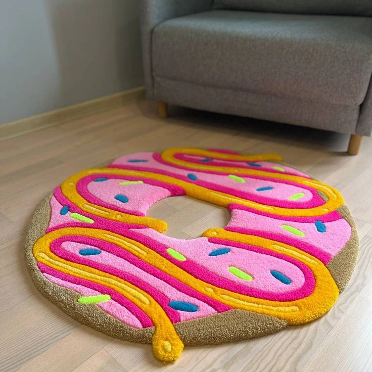 New design food shape floor carpet anti slip microfiber area rug bath mats for living room