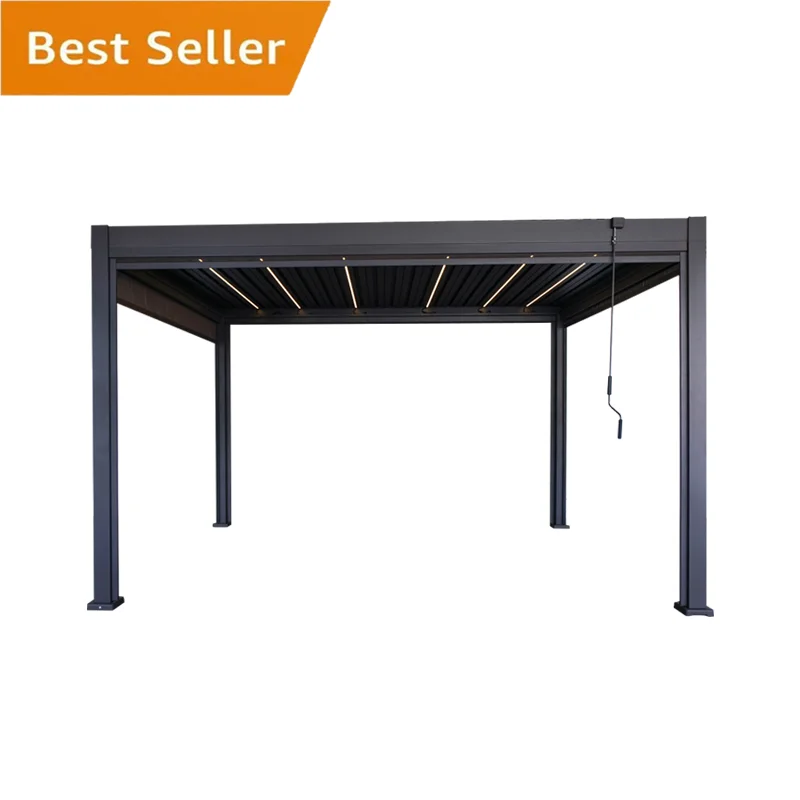 New Design Terrace Bioclimatic Ventilated Breathe Freely Metal Louver Roof Aluminium Outdoor Gazebo Pergola