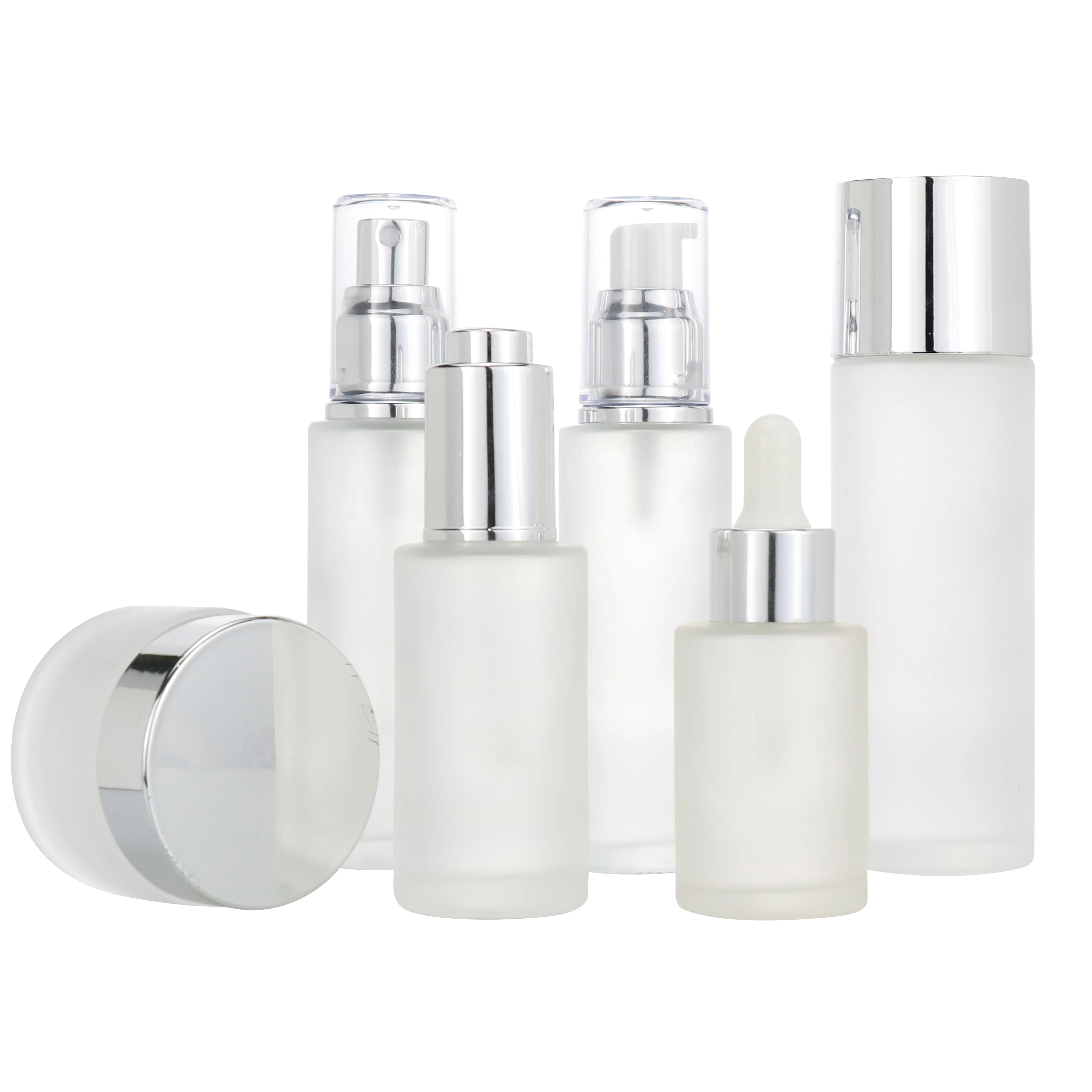 
30ml100ml120ml 30g50g Cosmetics packaging set frosted wood grain water transfer printing emulsion essential glass bottle set 
