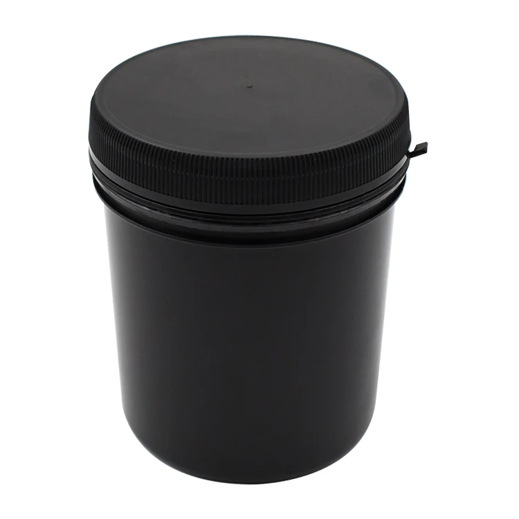 1L food grade black plastic PET bottle jar with Screw Caps Lids with scoop For protein powder tubs