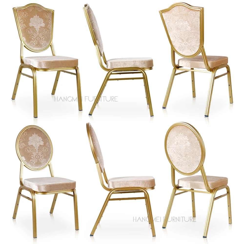 Morocco Commercial Furniture Aluminum Stacking Gold Wedding Restaurant Banquet Hall Dining Chair