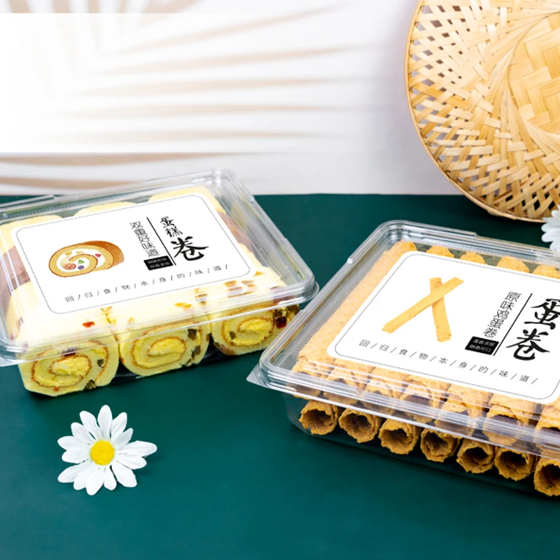 Clamshell clear transparent bread container PET disposable plastic fresh keeping snacks packaging box