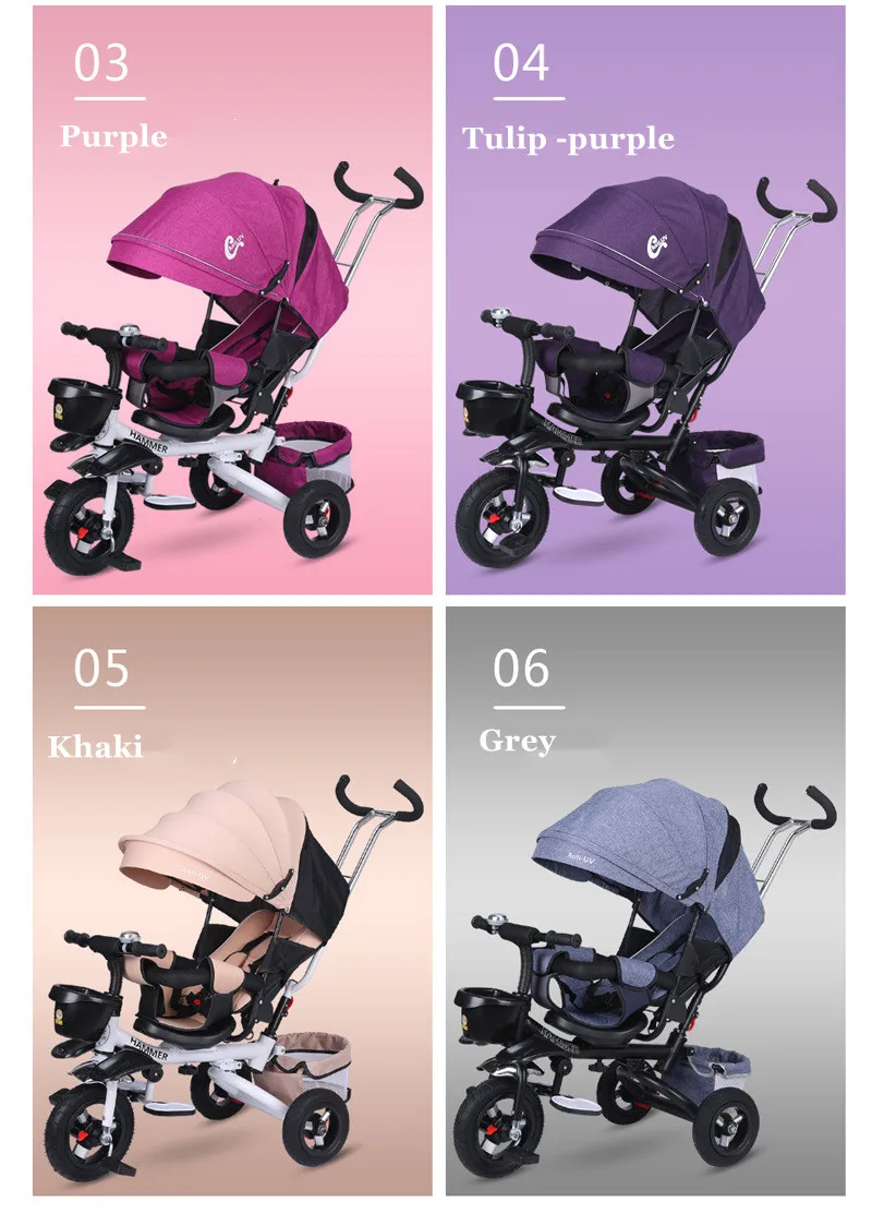 new fashion 3 wheel bike baby ride rider tricikli baby tricycle bike steel kids with music 4 in 1 parent push bar air wheel