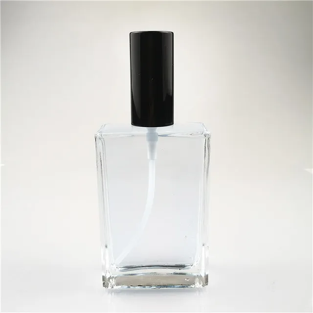 50ml 100ml square black color glass perfume bottle with spray