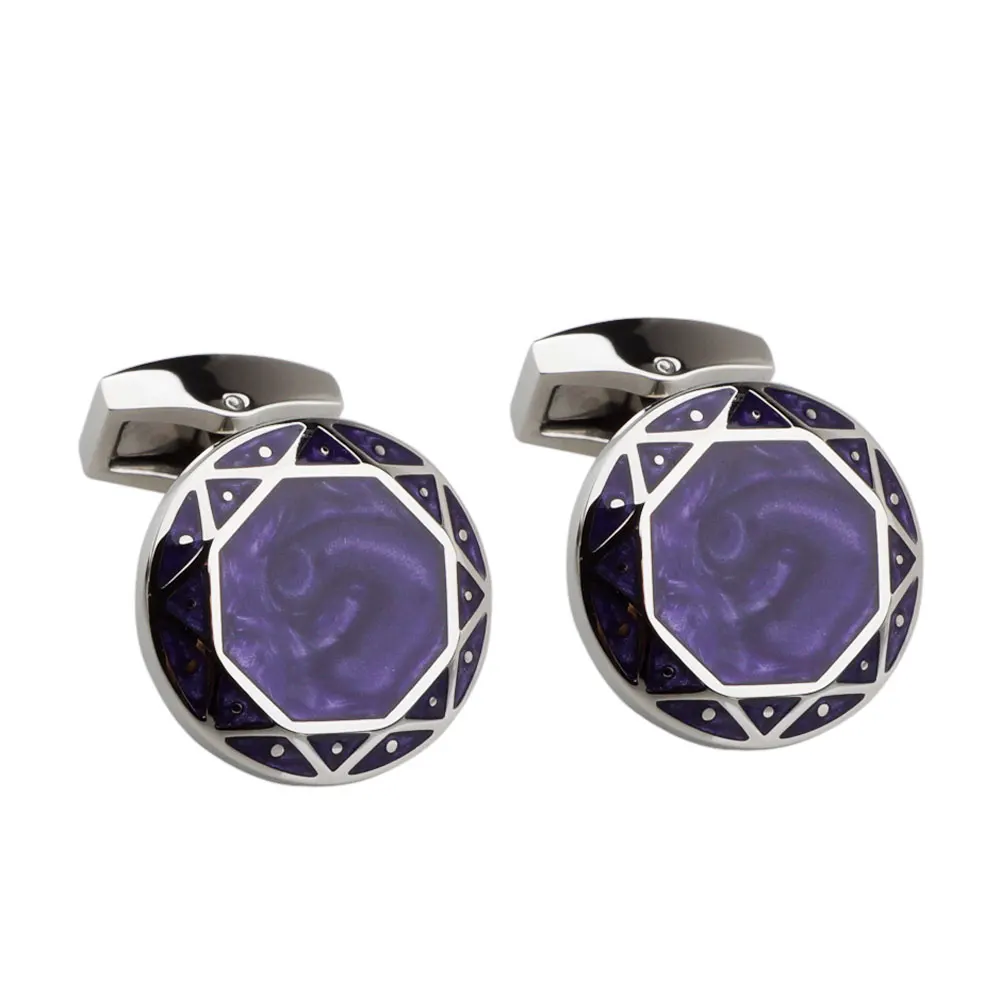 Galaxy Cuff Links Violet Mixed Purple Enamel Steel Trendy Wedding Cufflinks Blue