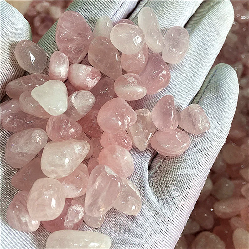 Natural small polished rough quarts stone tumble pink crystal tumbled rose quartz gravel for home decoration