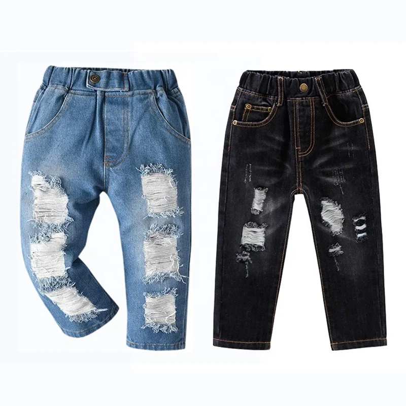 Края джинсовые OEM модные рваные детские джинсы, Синие рваные изготовленным на заказ логосом для маленьких мальчиков деним джинсы для детей ясельного возраста (1600203795350)