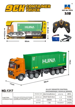 HUINA 1317 1/18 scale simulation model car foreign trade container truck 9 channel engineering truck vehicle