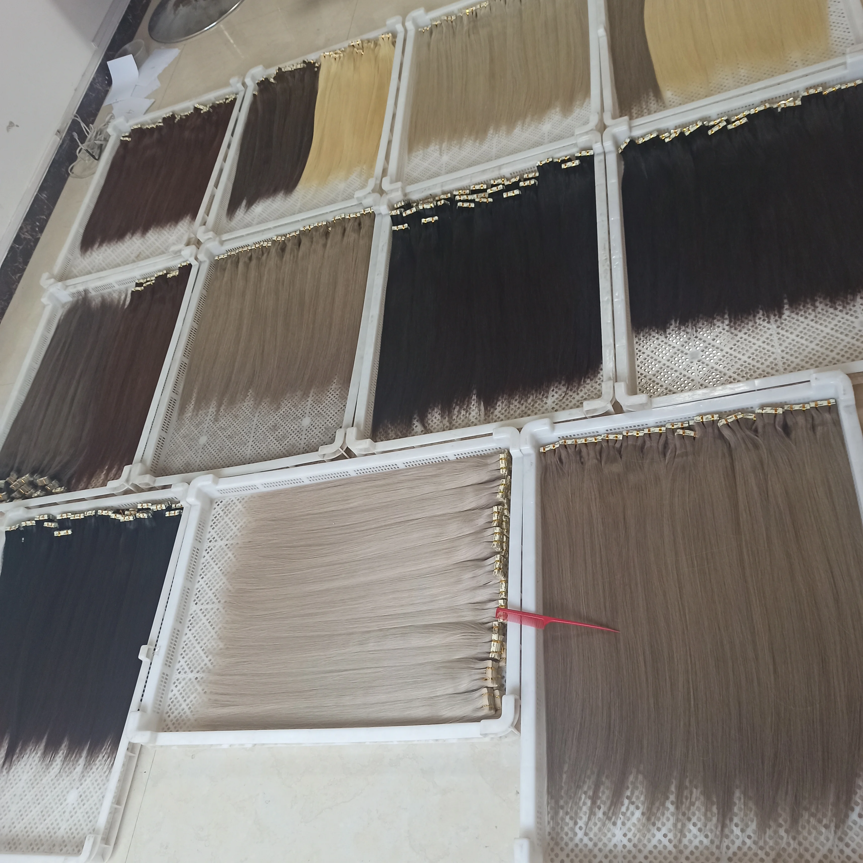 USA European Best Wholesale Price 100% Human Hair Blue White invisible Tape in Double Drawn Remy Tape Hair Extension