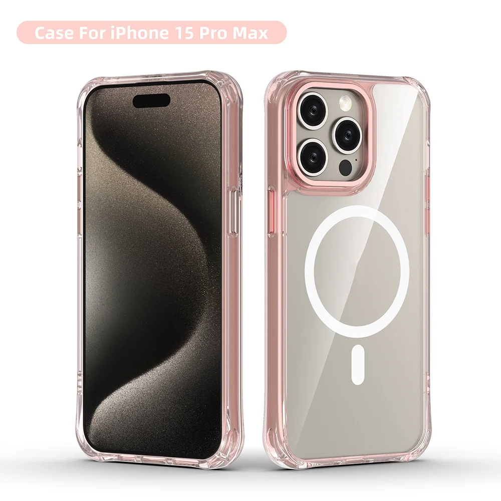 Tpu pc wireless charging clear phone case for iPhone 14 back cover shockproof magnetic phone case for iPhone 12 13 14 pro