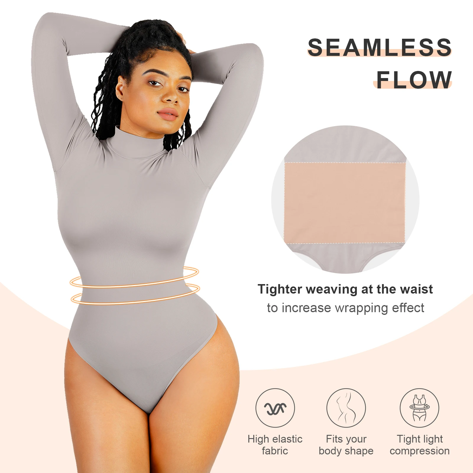 hexin Wholesale custom logo Breathable slimming seamless slimming long sleeved tight shapewear bodysuit