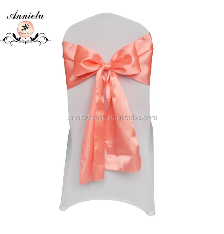 
Factory Party and Wedding Decoration Satin Fabric Bowknot Pink Chair Sash 