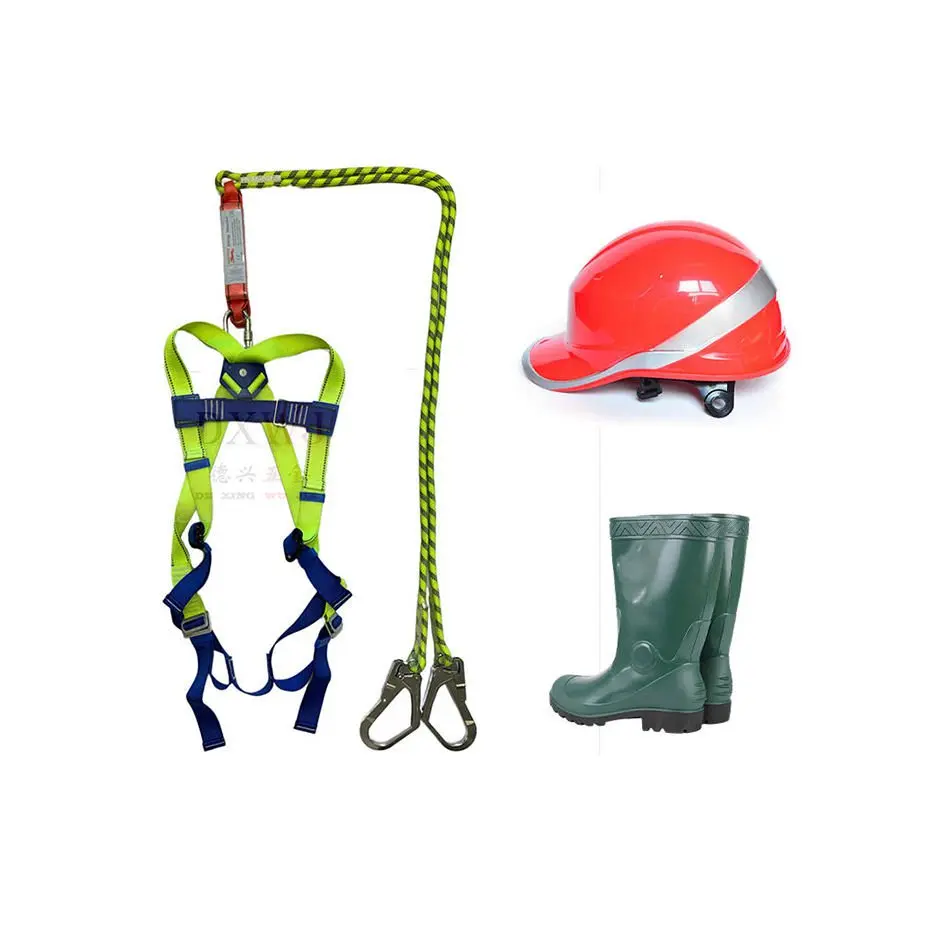 Factory Sales Best Price High Quality Safety Belt Set Climbing Protect Full Body Safety Boot Helmet Harness With Lanyard
