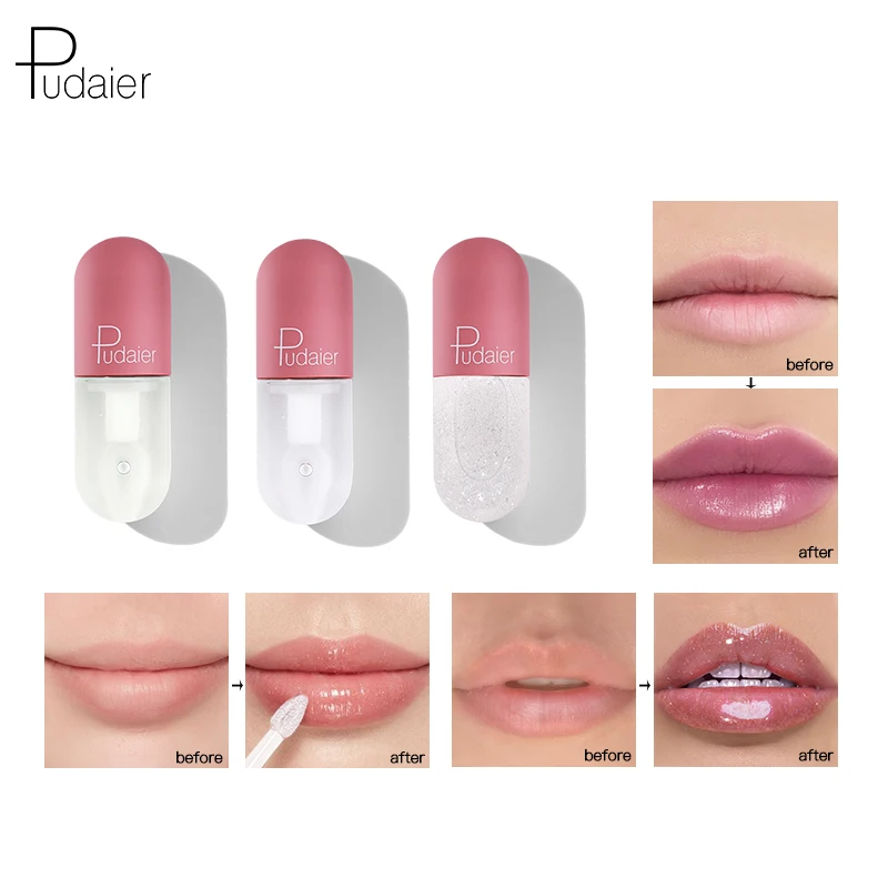 Pudaier Mini  Color Changing Lipgloss Private Label Clear Lips Plumper Oil  Glitter Lip Gloss
