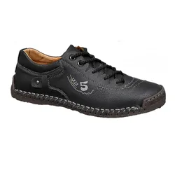 dropshipping leather casual shoes light weight loafer driving OEM lace up boat anti slip walking shoes big size hiking men shoes