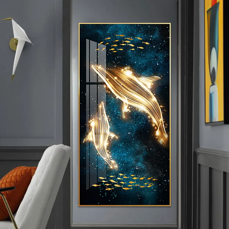 Marine animal painting whale wall art for home picture print canvas and poster Entrance and corridor decoration