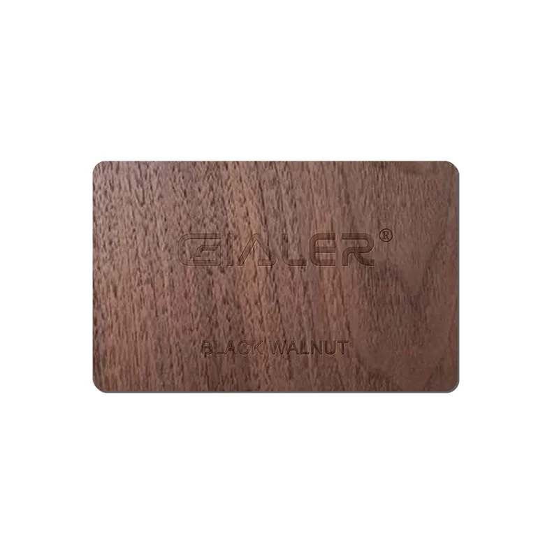 Customized 13.56MHz Black Walnut Wood Business Cards RFID NFC Wooden Hotel Key Card