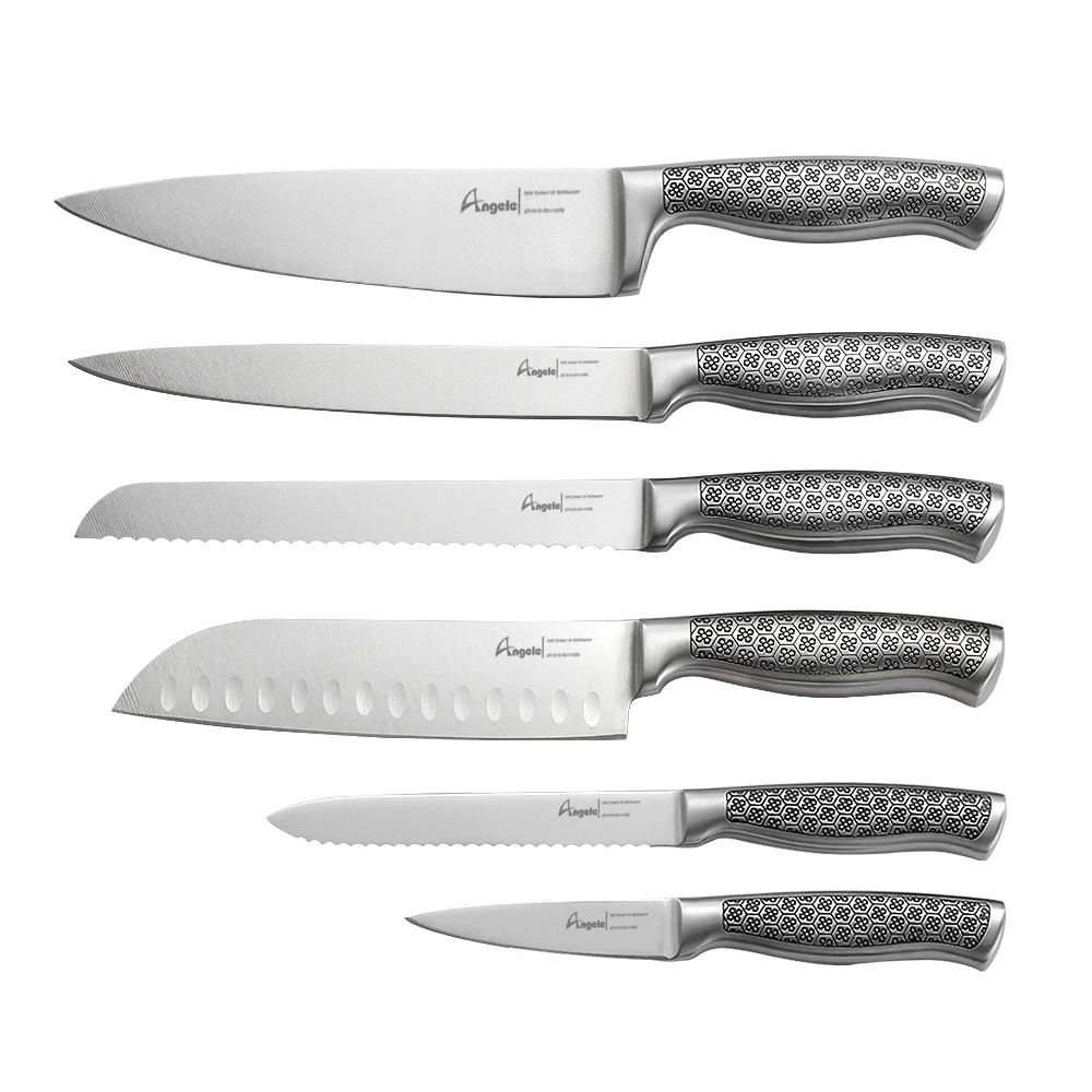 Kitchen Knife Sets 6 Piece Sets With Embossing Hollowing Handle 430