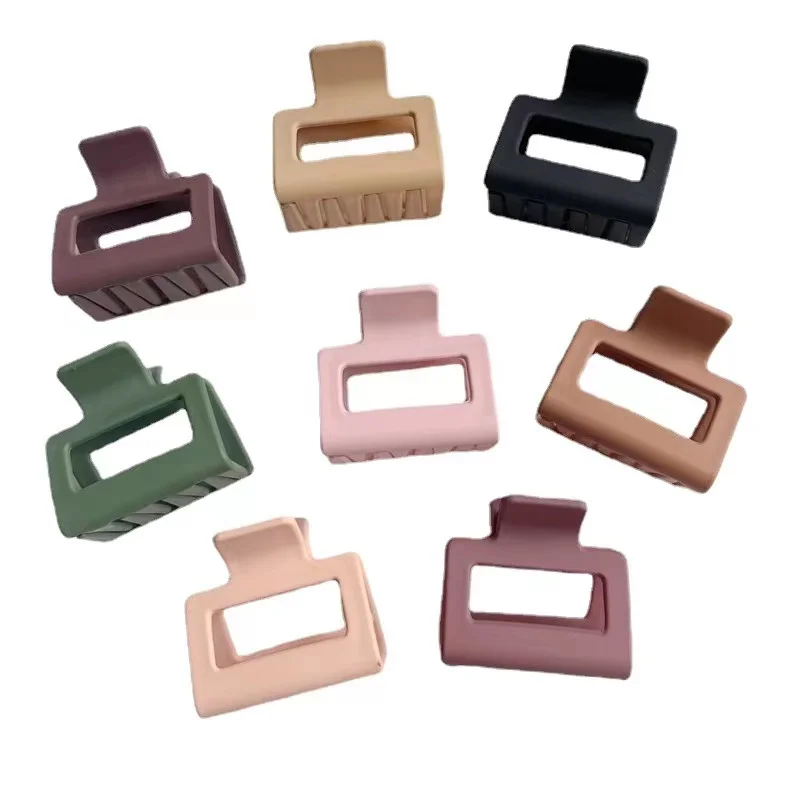 5cm small Plastic square girl Hair Clips Matte Candy Color strong hold Hair Claw Clip For Women