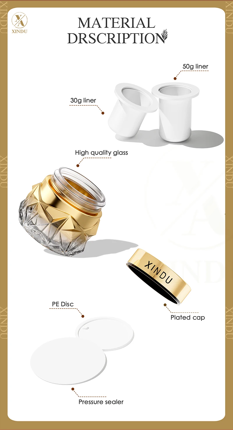 Wholesale Black Clear Empty Face Cosmetic Lotion Cream Luxury Custom Skincare Face Eye Cream Jars Lip Balm Glass Containers