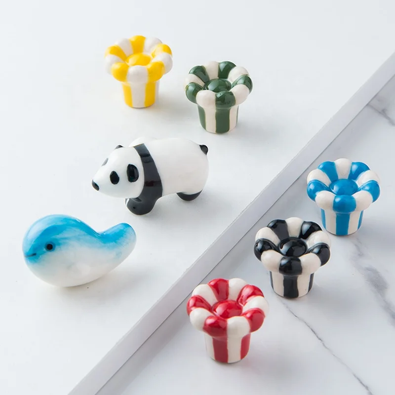 Customized Minimalist Furniture Hardware Handle Cartoon Style Drawer Knob Door Cupboard Wardrobe Kitchen Ceramic Cabinet Handles