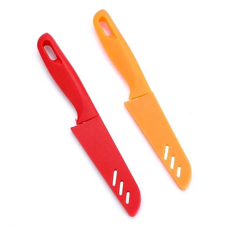 Дешевые Оптовые кухонные фруктовые ножи из нержавеющей стали Нож Пластиковая ручка овощной пилинг нож Портативный несколько цветов