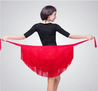 Wholesale Children Women Latin Fringed One Piece Hip Scarf Latin Dance Short Lace-up Hip Scarf