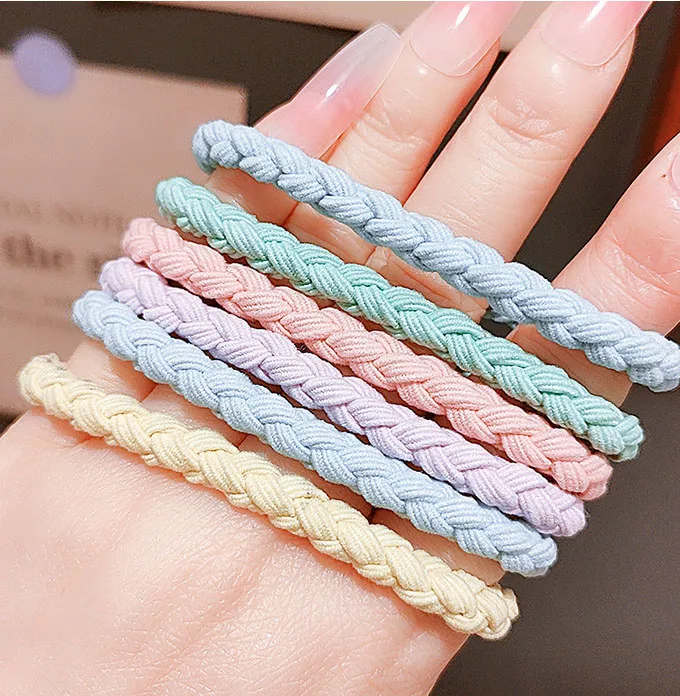 BELLEGIRL wholesale free sample fashion hair bands for women kids multi solid high quality polyester elastic twist hair ties