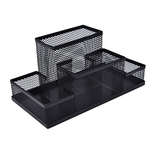 Лидер продаж, металлический сетчатый органайзер для школьников, офисных работников, держатель для ручек, коробка для хранения, черные канцелярские принадлежности