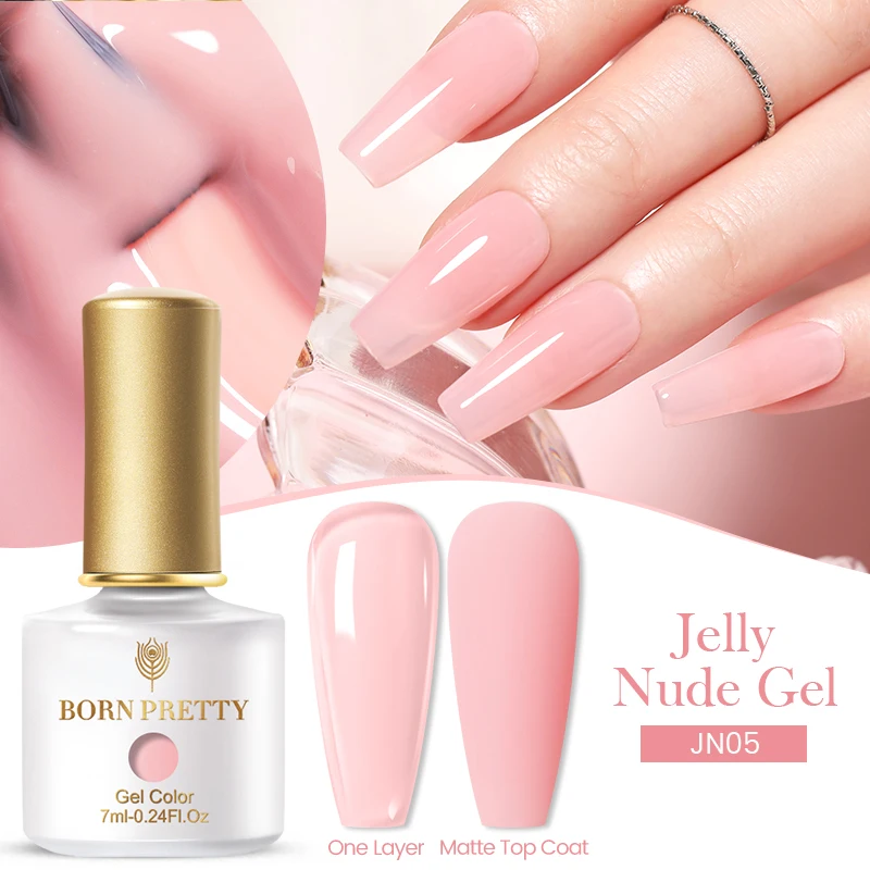 BORN PRETTY Newest Jelly Colors Gel Polish 7ml 20 Colors Cruelty Free Nude Pink Gel Translucent Soak Off UV LED Gel Nail Polish