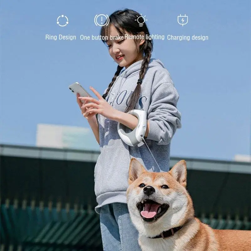 UFO Dogs Innovative Products Intelligent LED Light Smart Pet Leash Retractable Dog Leash For Pet