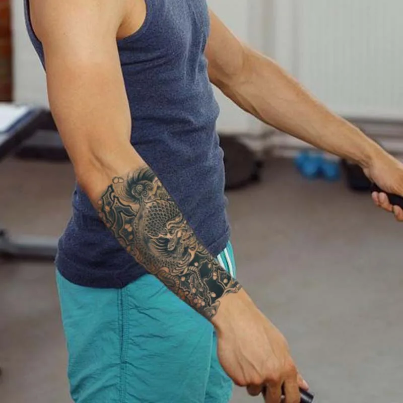 HY Long Lasting Waterproof Herbal Tattoo Sticker Temporary Flower Arm Body Leg Handsome Men Tattoo Semi-Permanent Tattoo Sticker