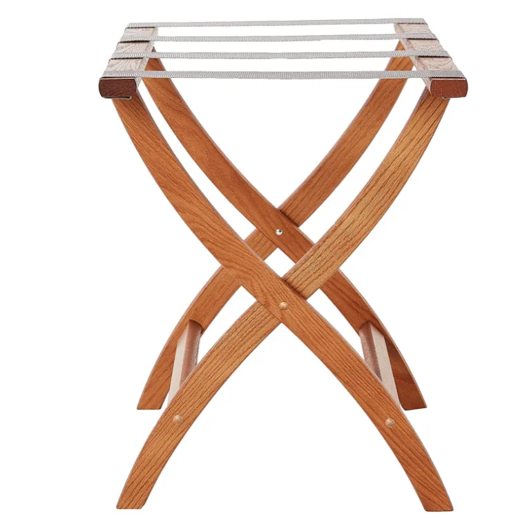 High quality oak double design suitcases rack foldable hotel wood baggage holder with shoes shelves