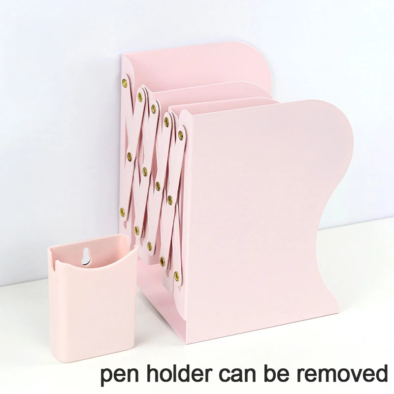 BEYOND Professional manufacturer free design sample low MOQ custom extendable metal book bookends with pen holder