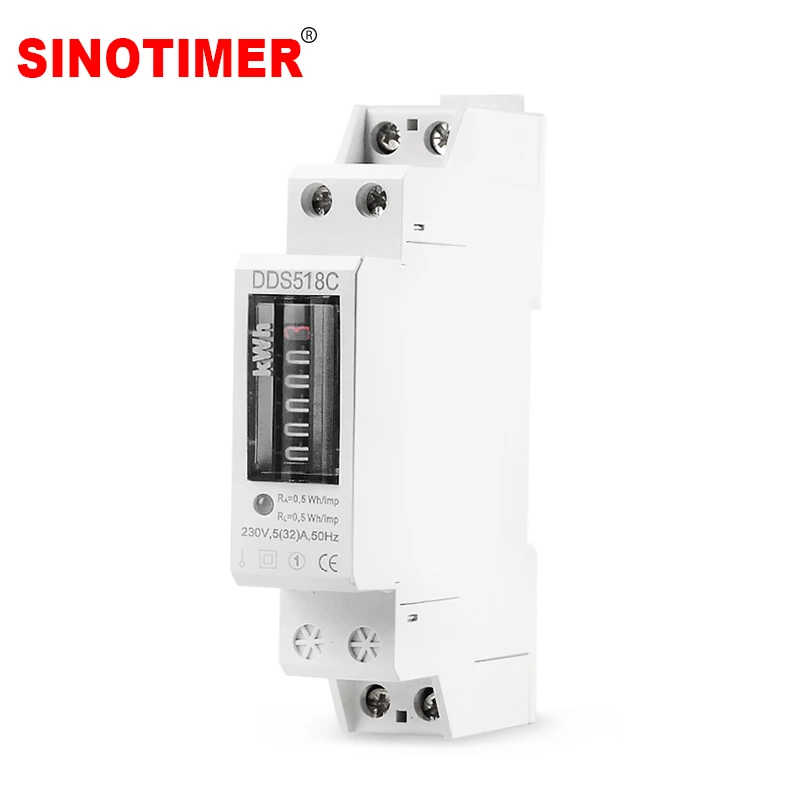 MINI Size 18mm Din Rail Single Phase Analog Counter Electricity Power Consumption Wattmeter Energy Meter Watt kWh 5-32A AC 230V