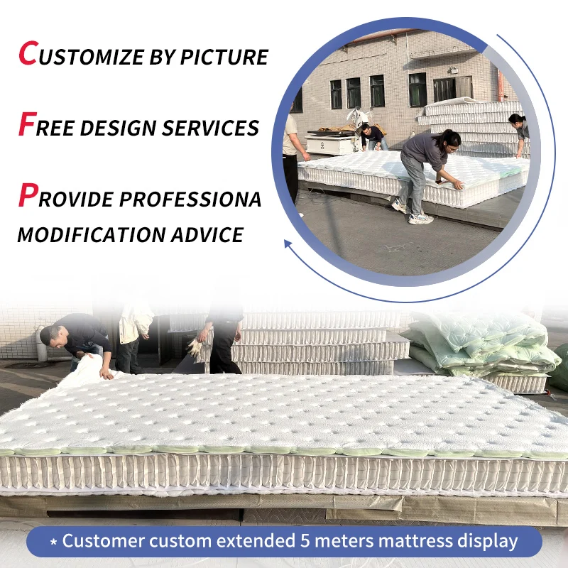 Boxspring Steel Wire Compress Grid Polyester Jacquard Fabric Pocket Spring Mattress Memory Foam Mattress