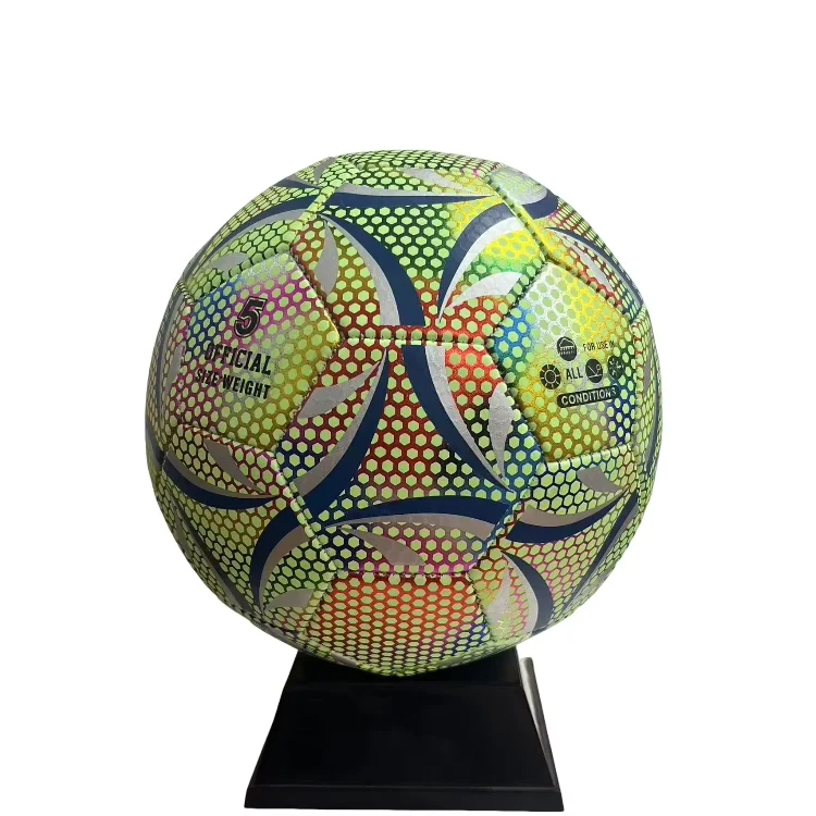 Reflective Soccer Ball Night Glowing Light Up Camera Flash Soccer Ball For Indoor Outdoor Soccer Training