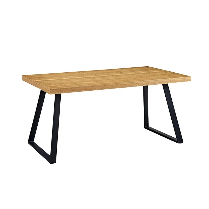 Classic Metal Frame Restaurant Dining Table With Mdf Top Wooden Dining Table