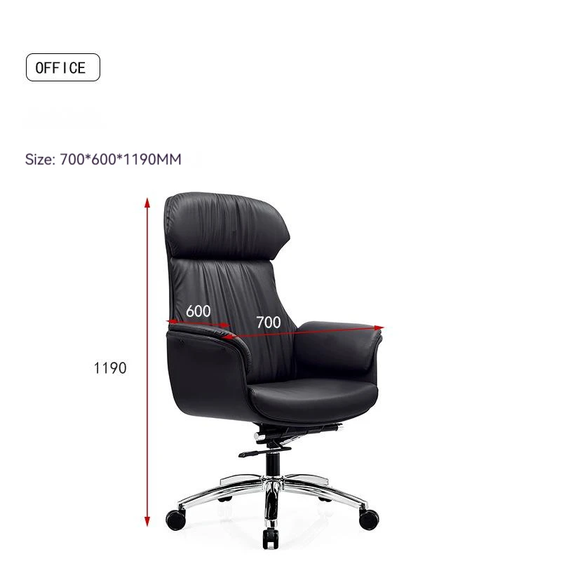 Modern Simple Lift Home Study Leather Black Boss Chair Office High Back Swivel Office Chair