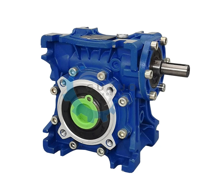 Guzuo Hot Sale Power Small NMRV 063 Worm Gear Speed Reducer For Aluminum Alloy Gearbox Belt Conveyor Hollow Output Shaft