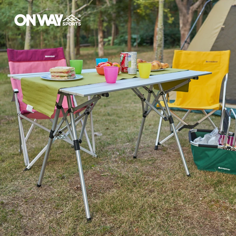 Onwaysports Lightweight Aluminum Outdoor Portable Folding Picnic Table for Camping
