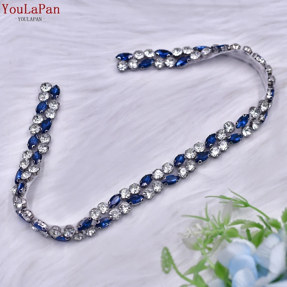 YouLaPan S07-L Fashion Sapphire Thin Belt Women Party Evening Dress Waist Decoration Wedding Bridesmaid Sash