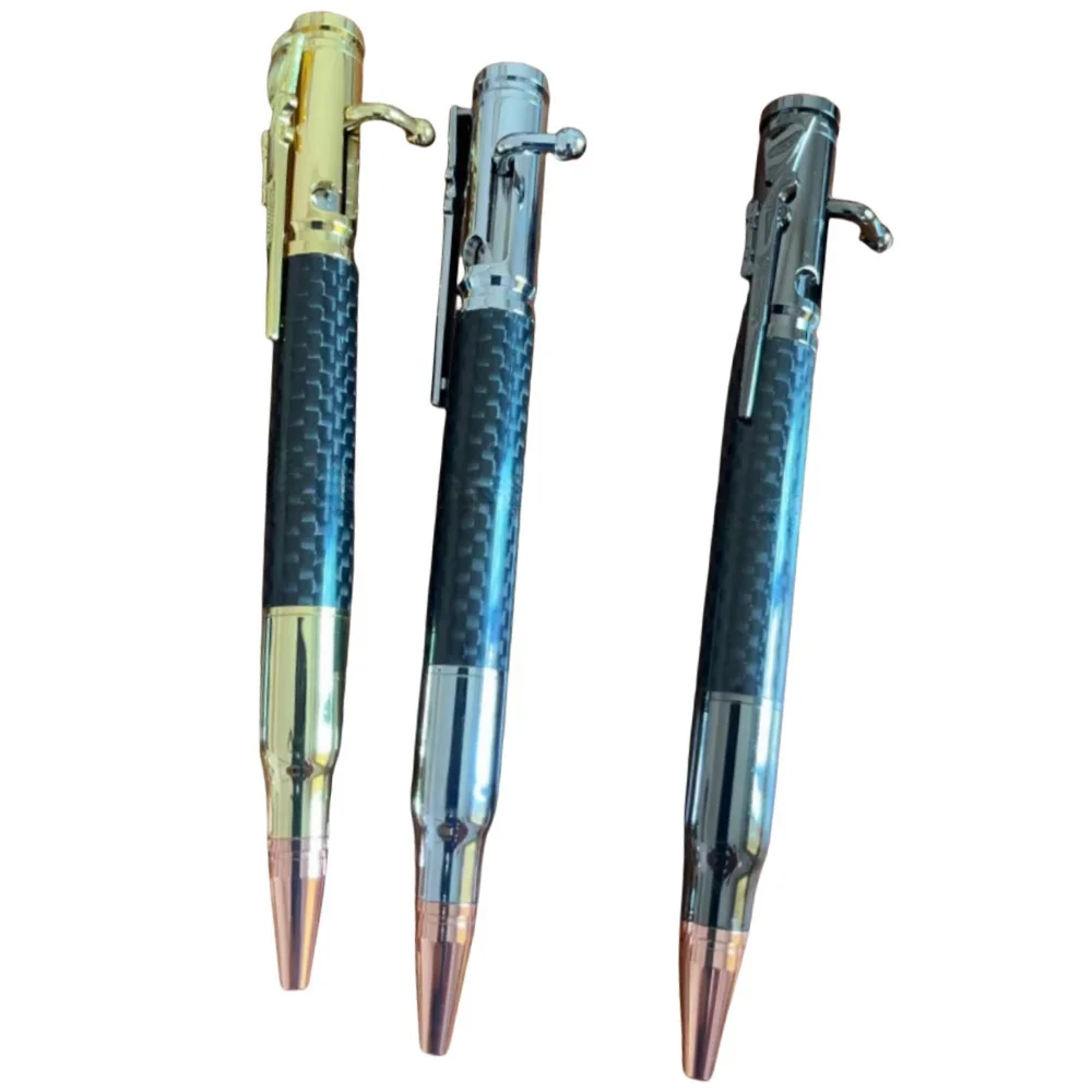 Creative Bullet Shaped Bolt Action Pen Custom Logo Rifle Design Clip New Design Business Gift 1.0mm Writing Metal Musket Style