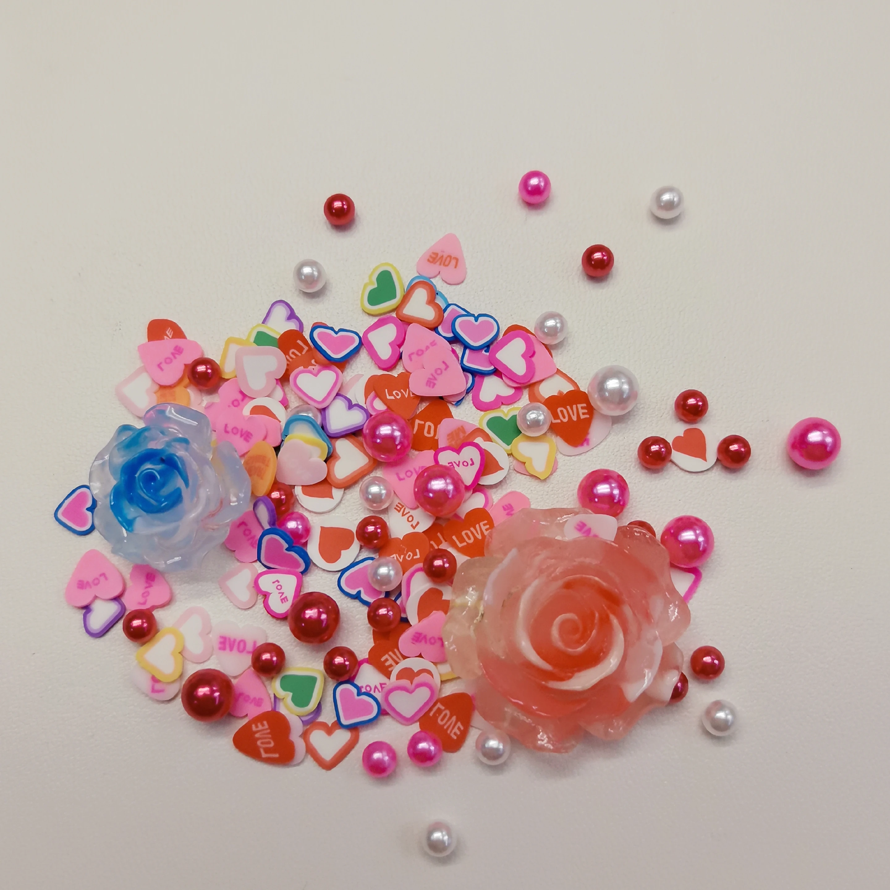 1bag Valentines Day Resin Flower Bread Mold Slime Fillings Polymer Clay Slices Nail Art Decorations Wholesale