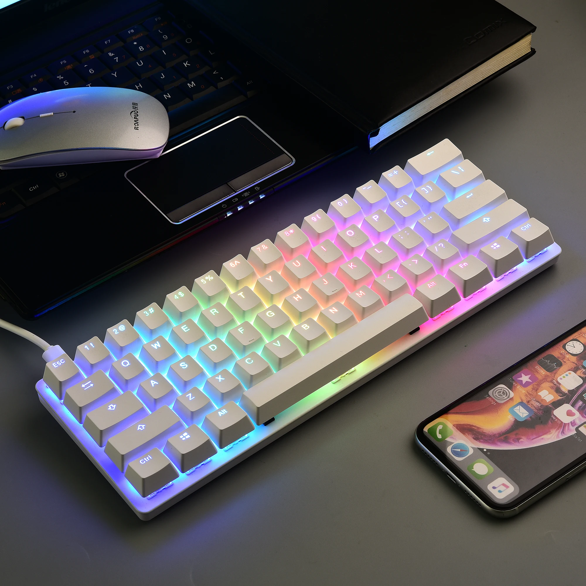 MK22 Factory support wholesale pbt keycaps 60% ergonomic gaming  mechanical switch61 keys mechanical keyboard